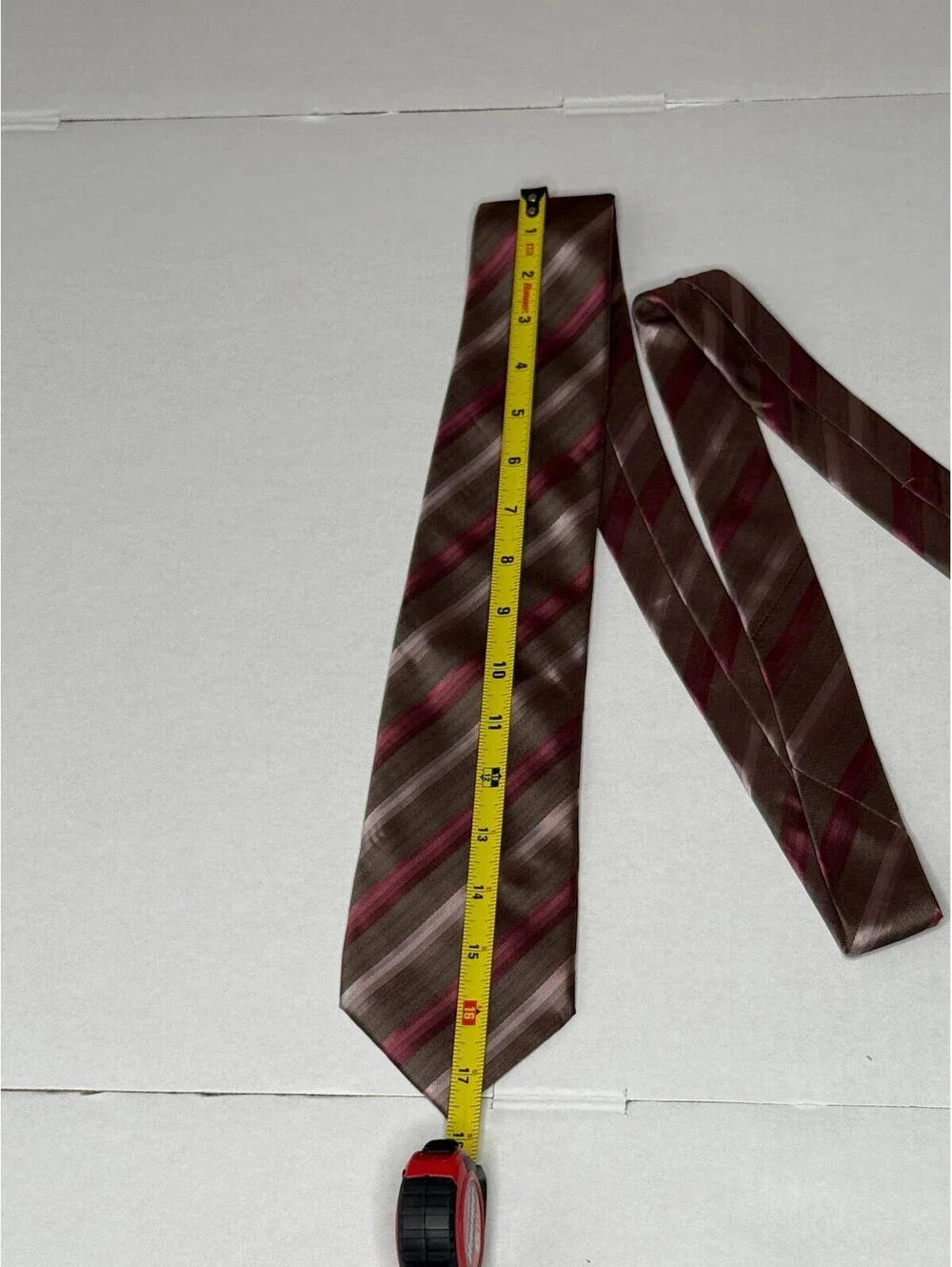 Van Heusen Men's Brown Burgundy Pink Diagonal Stripe Classic Necktie